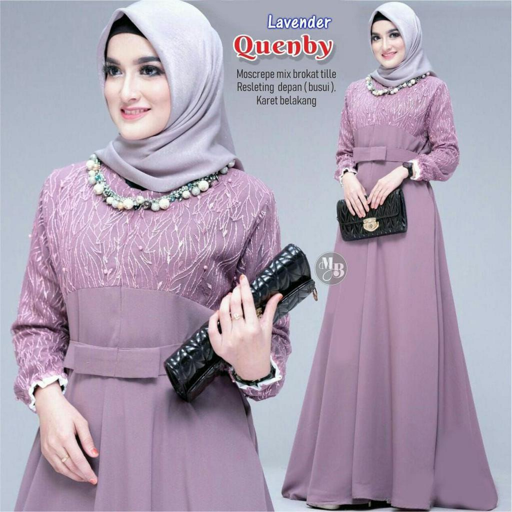 AUDRINA BUSANA | Queenby Baju Gamis Brukat Tile Remaja Dewasa Seragam Pesta Wanita Muslim Busui Quen