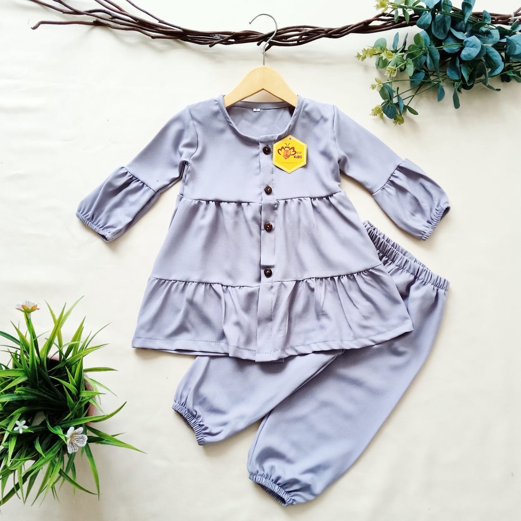 1-4TH SETELAN ANAK FREYA POLOS ONESET ANAK BY MYBEE Versi 2-GREY