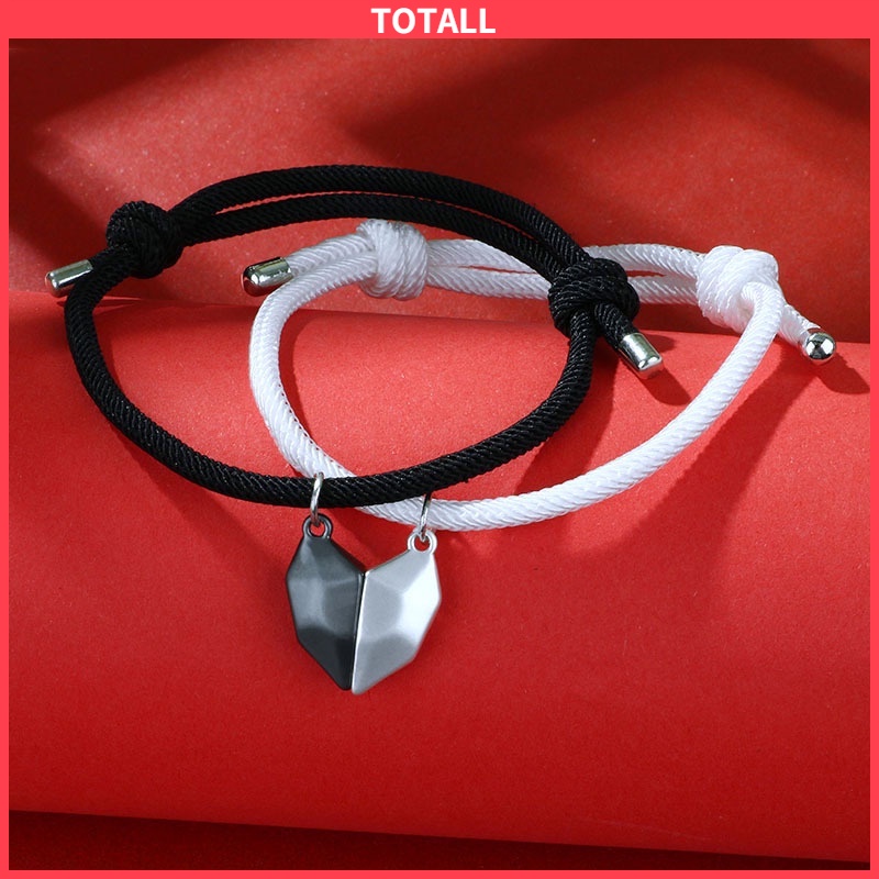 2 Pcs Gelang Couple Magnet Mahnet Hitam Dan Putih Cinta Batu Persahabatan Aksesoris Sri