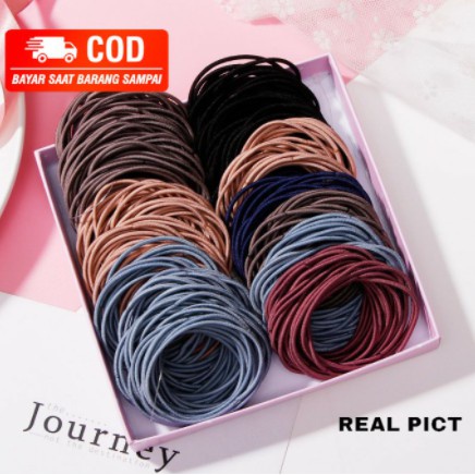 Alolula - Ikat Rambut Korea 100pcs / Kuncir Rambut Korea / Aksesoris Korea / Aksesoris Rambut Korea / Kuncir Rambut 100pcs / Ikat Rambut Murah / Ikat Rambut Pouch