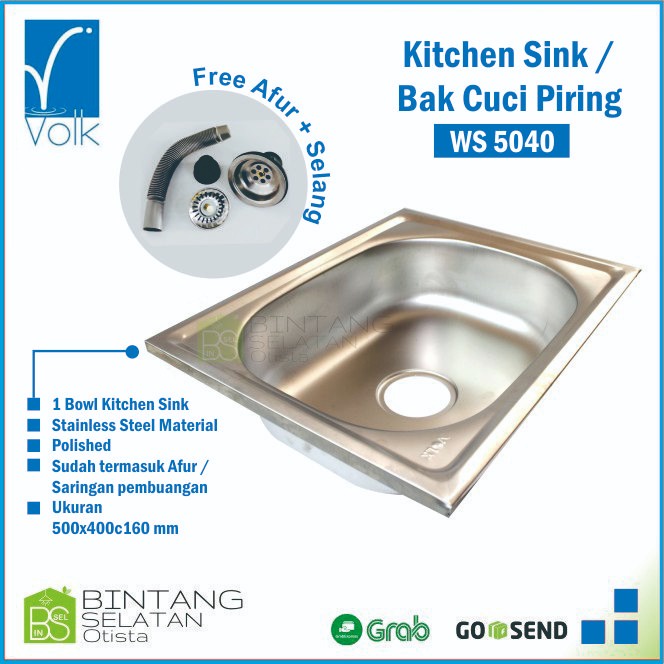 KITCHEN SINK/ BAK CUCI PIRING  VOLK STAINLESS 5040