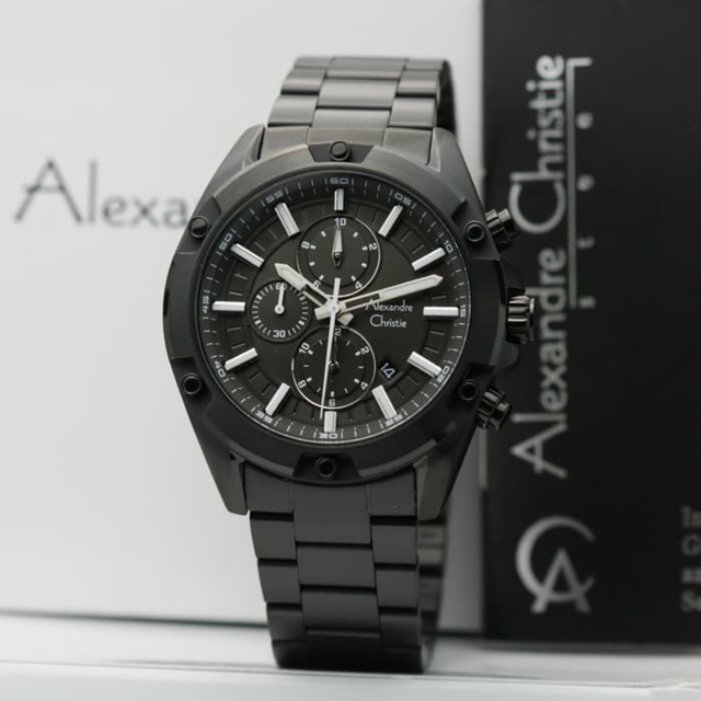 Jam Tangan Pria Alexandre Christie AC 6524 Full Black Original Garansi Resmi 1 Tahun