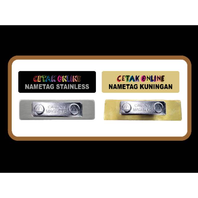 

Nametag Kuningan/ Stainless | Peniti / Magnet