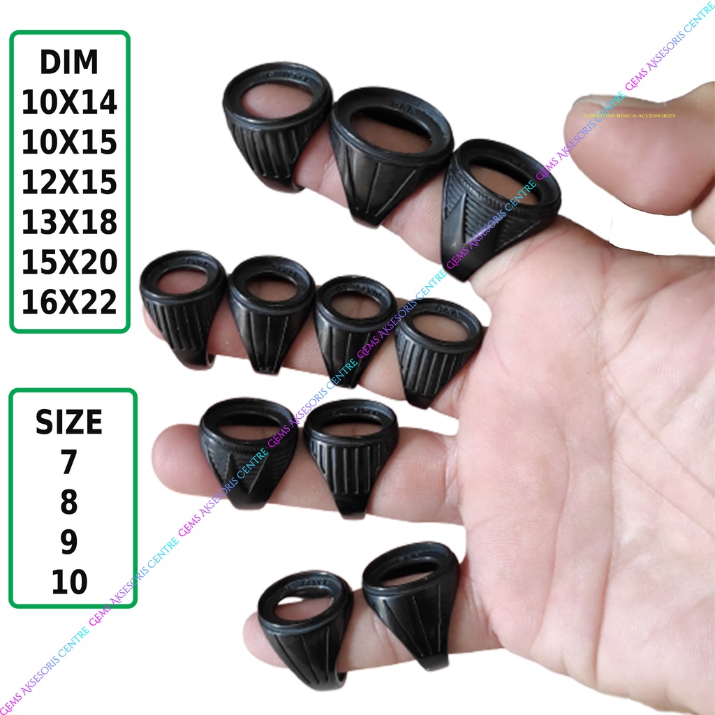 BLACK RING EMBAN BATU AKIK MODEL TANAM