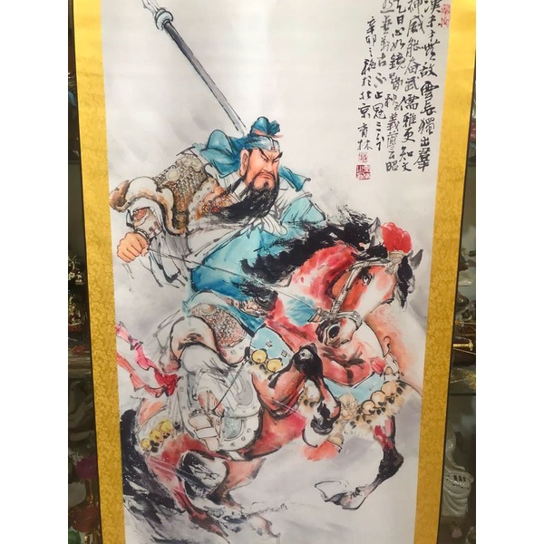 Lukisan / Pajangan Dinding Kwan Kong Naik Kuda 65 x 150 cm