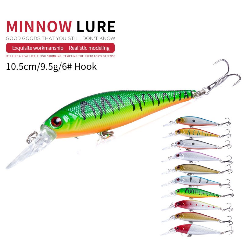 HENGJIA 10pcs 10.5cm/9.5g Umpan Minnow Pancing Swimbait Topwater Ikan Fishing Lure Memancing Bait