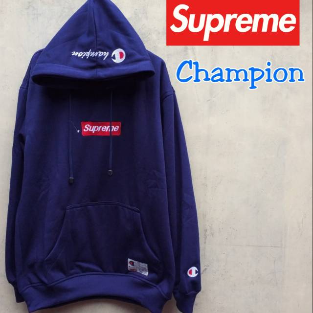 supreme champion hoodie navy