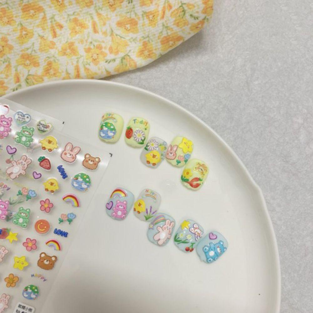 AUGUSTINA Agustina Stiker Nail Art Sweet Relief Donut Floret Little Bear Perekat Manikur Aksesoris