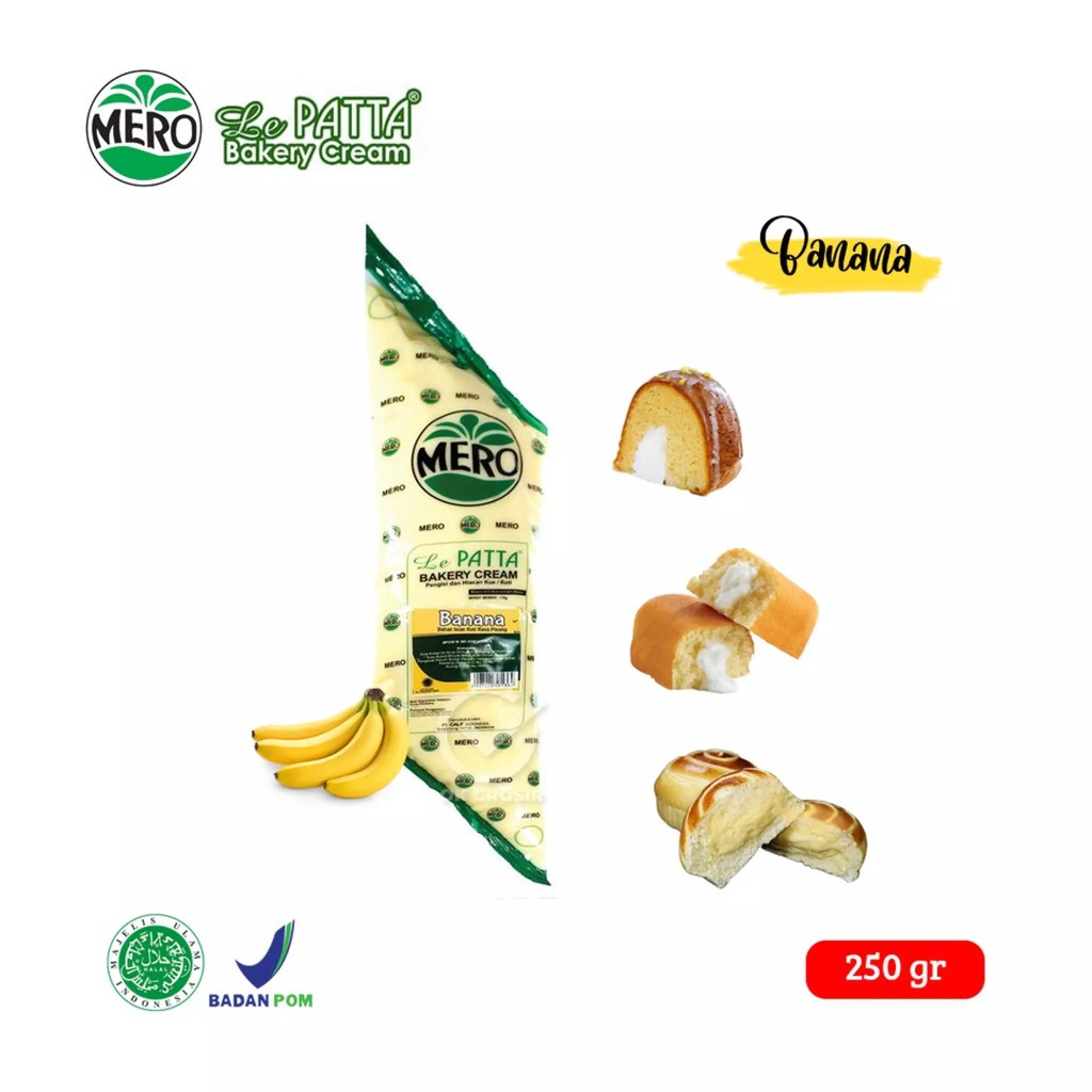 

MERO LE PATTA BAKERY CREAM FILLING BANANA 250 GRAM (ISIAN ROTI)