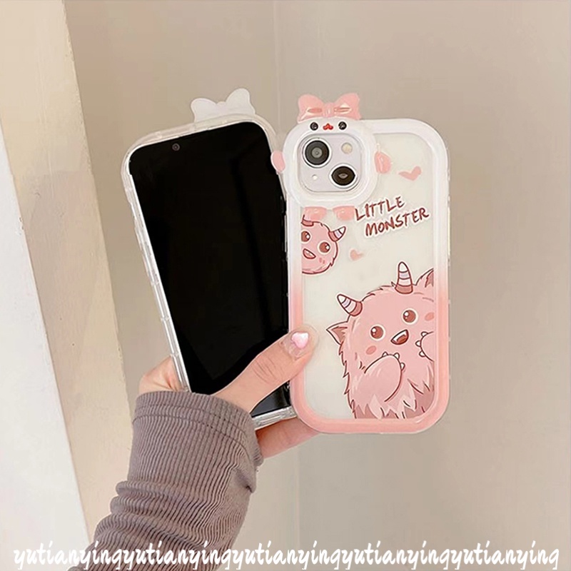 Oppo A17 A57 A57 2022 A55 A15 A54 A3s A7 A5s A12 A53 A33 A74 A95 A17K A16K A52 Reno 4F 5F 5 7 A76 A96 A31 A16s A5 A9 A16 A15S Couple Little Monster Dinosaurus Bow-knot Monster Tutup Lensa