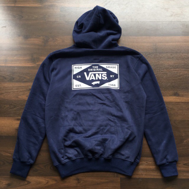 HOODIE VANS LOGO BOX NAVY PREMIUM SAML HOODIE COWOK KOREA UBA