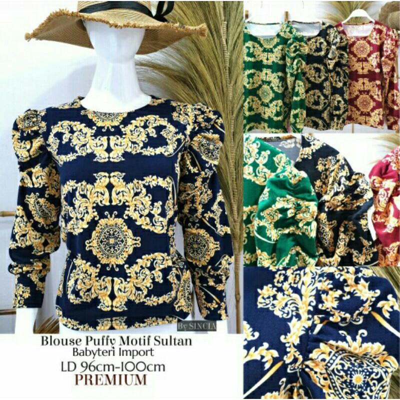 blouse lengan balon motif sultan