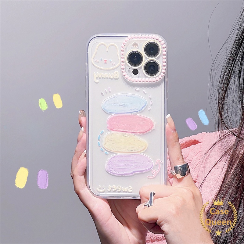 Soft Case TPU Transparan Motif Lukisan Kelinci Untuk IPhone 11 7Plus 8Plus 13 12 Pro Max XR 6 6S 7 8 Plus XS Max X 11Pro 12Pro 13Pro Max SE 2020