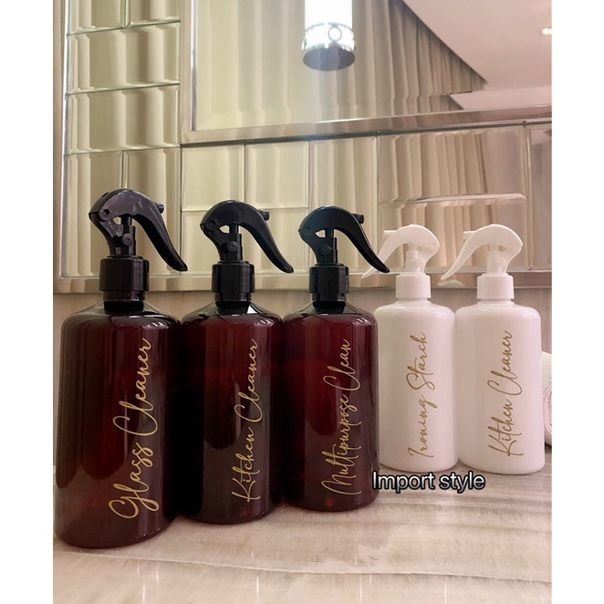 botol N28 GOLD CHIC SPRAY coklat putih glossy 500ml. aesthetic bottle tempat isi ulang serbaguna laundry room estetik