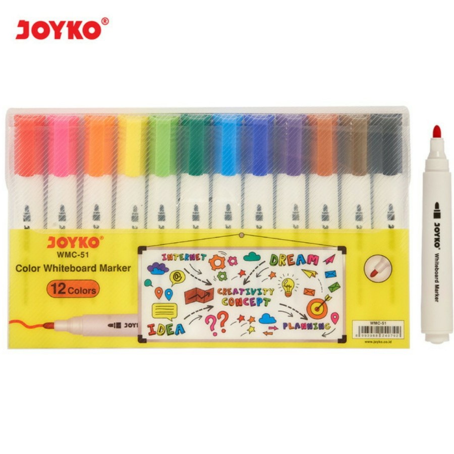 

Spidol Warna Joyko WMC-51 / Spidol Papan Tulis 12 Warna