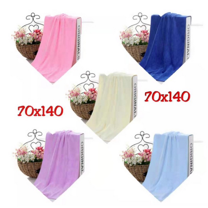 Handuk Mandi Dewasa Microfiber Warna Polos Uk 70X140cm Serap Air