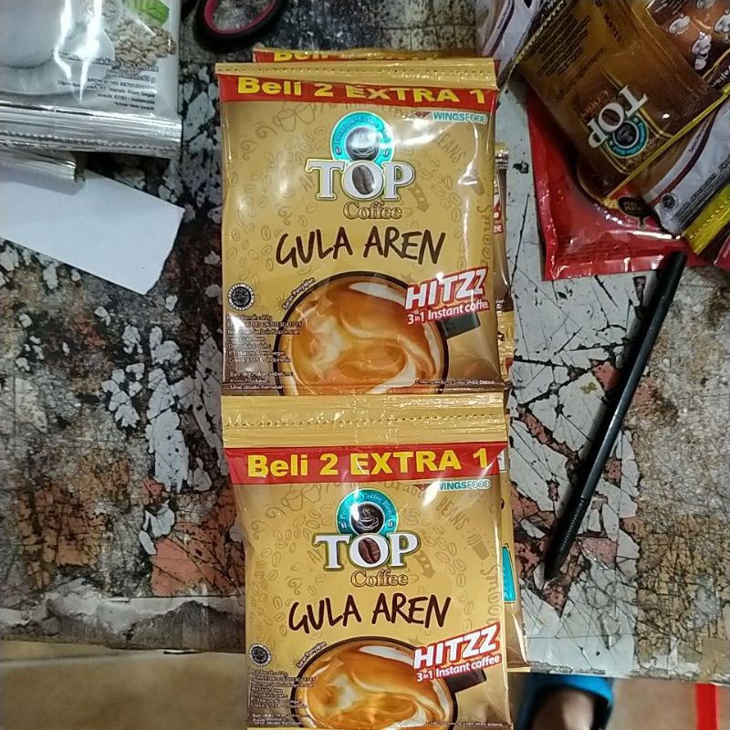 Top coffee gula aren,per renteng (15sachet) 22g.