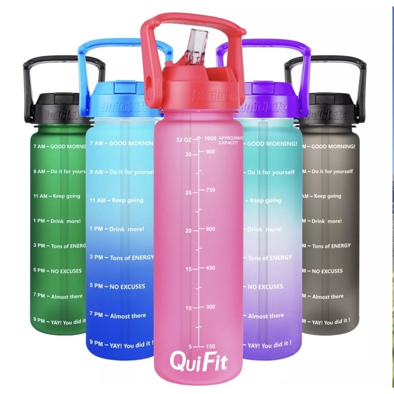 QuiFit ORIGINAL Botol Minum Penanda Waktu / Botol Waktu / FREE SIKAT BOTOL