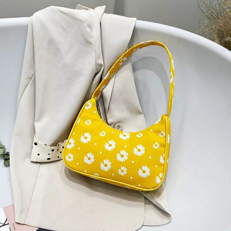 dem_sare / DS1026 - JESLIN - Shoulder Bag Tas klasik tekstur fashion bunga daisy Tas Bahu Wanita Korean Style