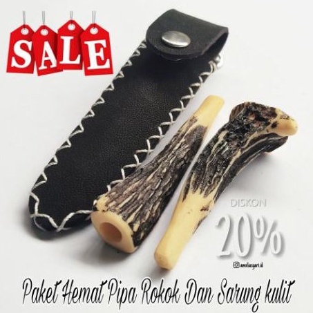 PAKET HEMAT PIPA CANGKLONG TANDUK RUSA SINTESIS+SARUNG KULIT SINTESIS SUPER