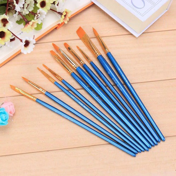 

Kuas Lukis Cat Air Cat Minyak Akrilik Set 10 pcs Oil Paint Brush
