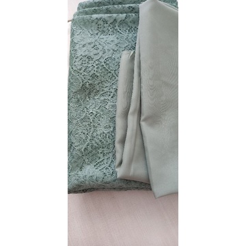 kain polos dan brokat warna hijau mint