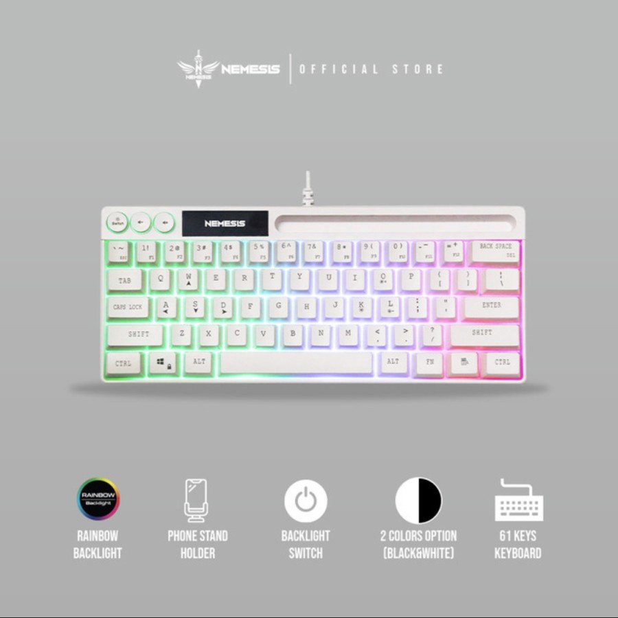 Keyboard mini RGB with stand holder NYK Nemesis ERIS K-06 K06 WHITE