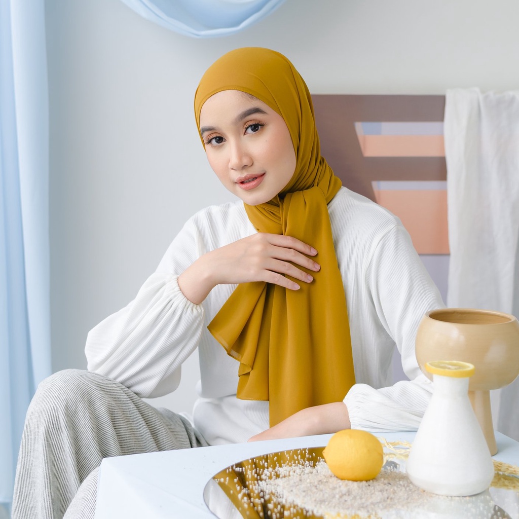 Lozy Hijab - Bawal Shawl ( Pashmina Ceruty Babydoll )-Dark Gold Mustard