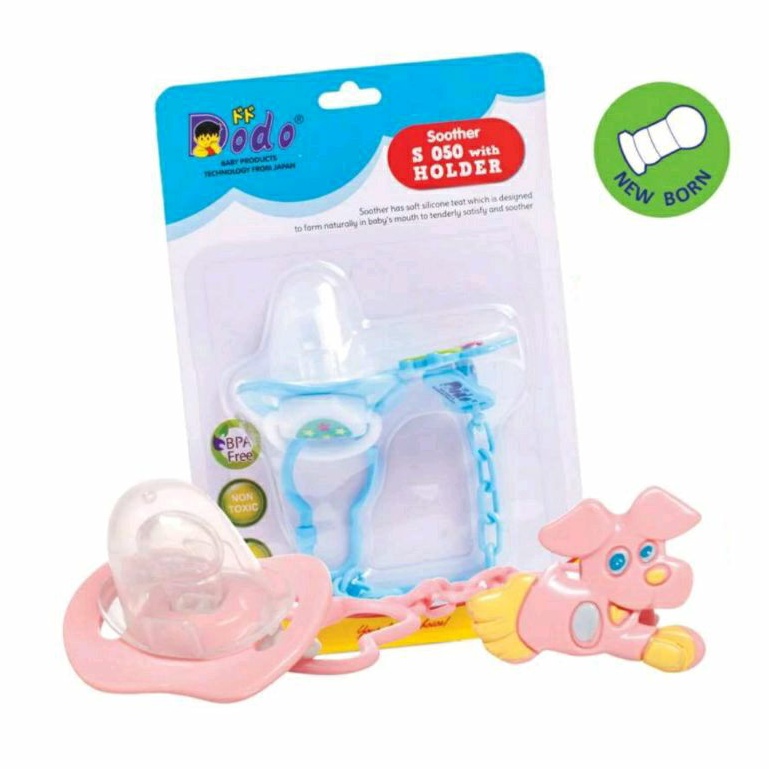 Empeng Bayi Newborn + Gantungan Rantai Bayi Newborn BPA Free Non Toxic / Soother Dodo Facifier with Holder