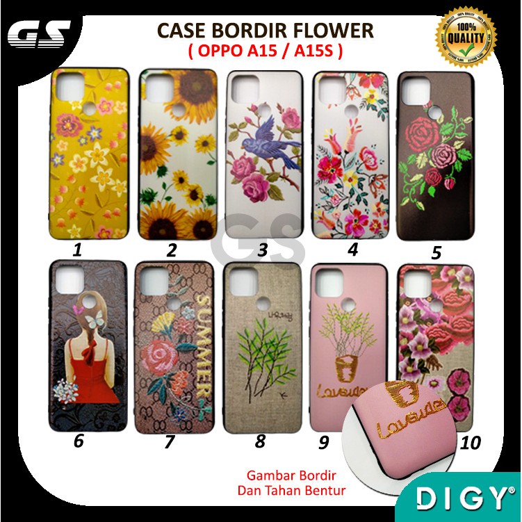 Case Bordir Flower Oppo A5S A7 A12 A11k A15 A15S A37 NEO 9 Motif Timbul 3D Bunga