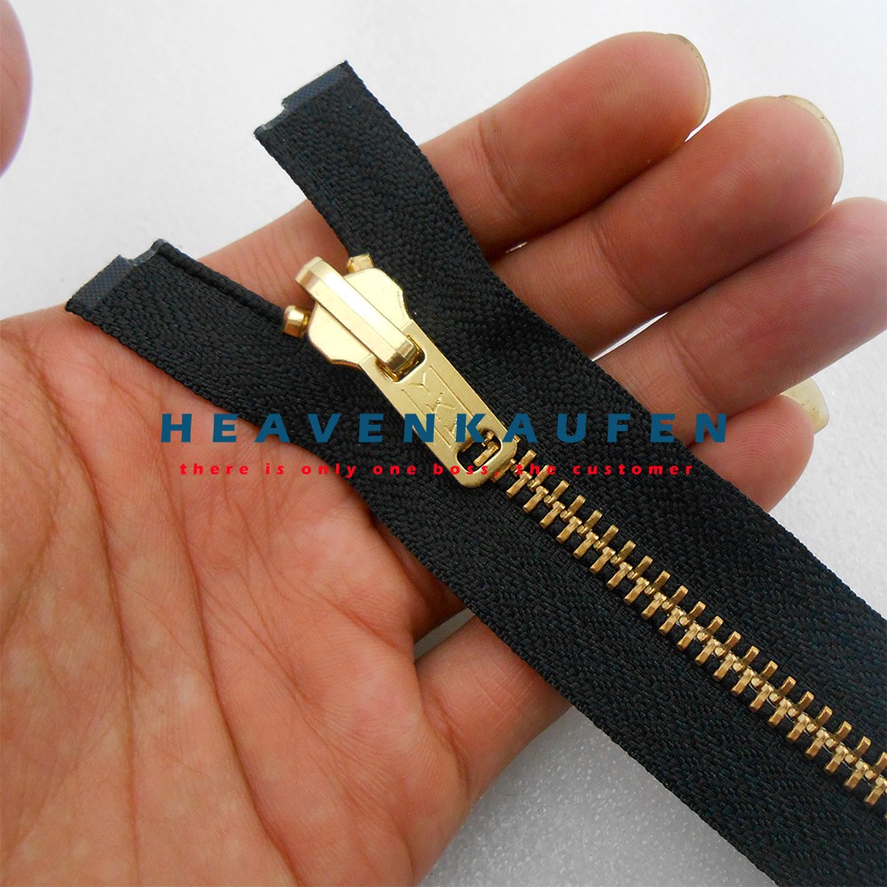 Resleting Zipper YKK 80 cm Warna Hitam Gold Bolak Balik