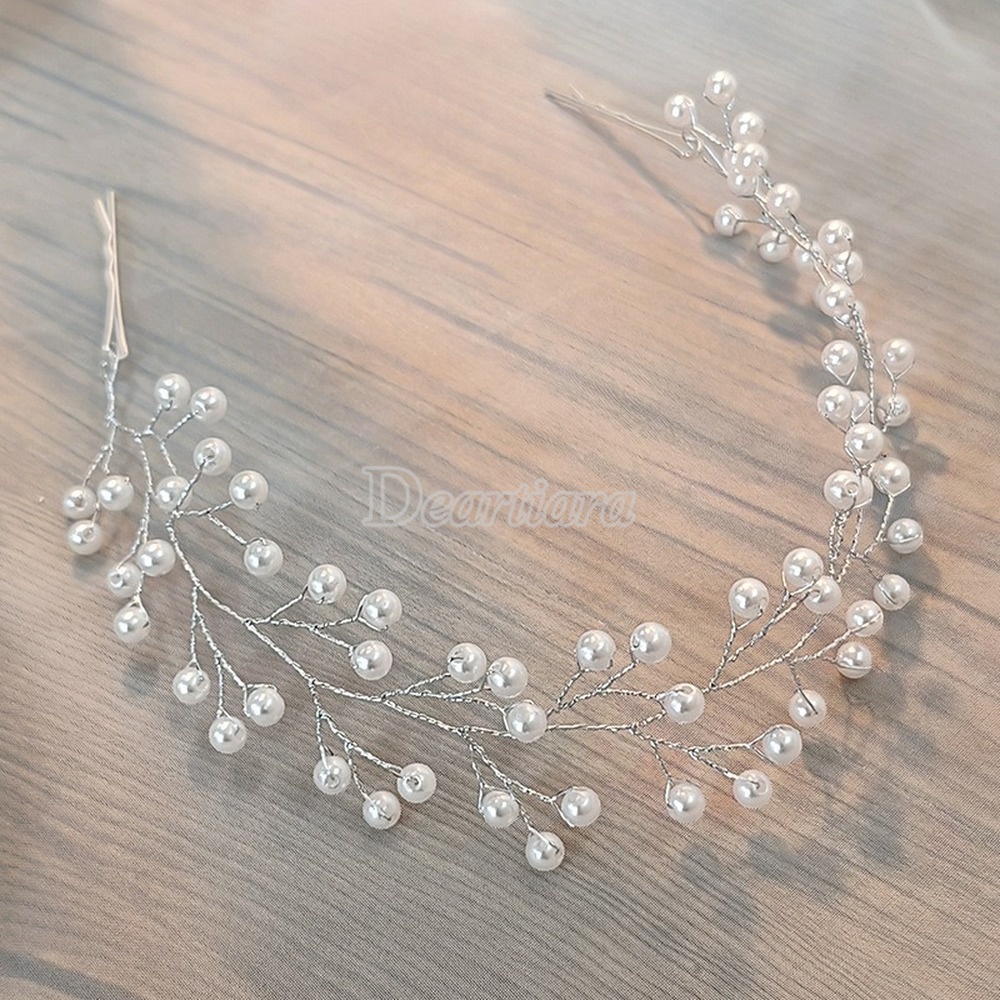 European and American Bride Headdress White Transparent Imitation Pearl Hairpin Handmade Wedding Wedding Jewelry Dress Hair Accessories