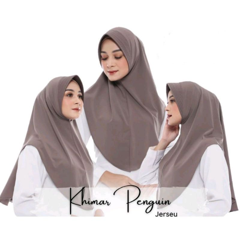 Hijab instan bergo pamela khimar penguin jersey by Desmonda Fashion