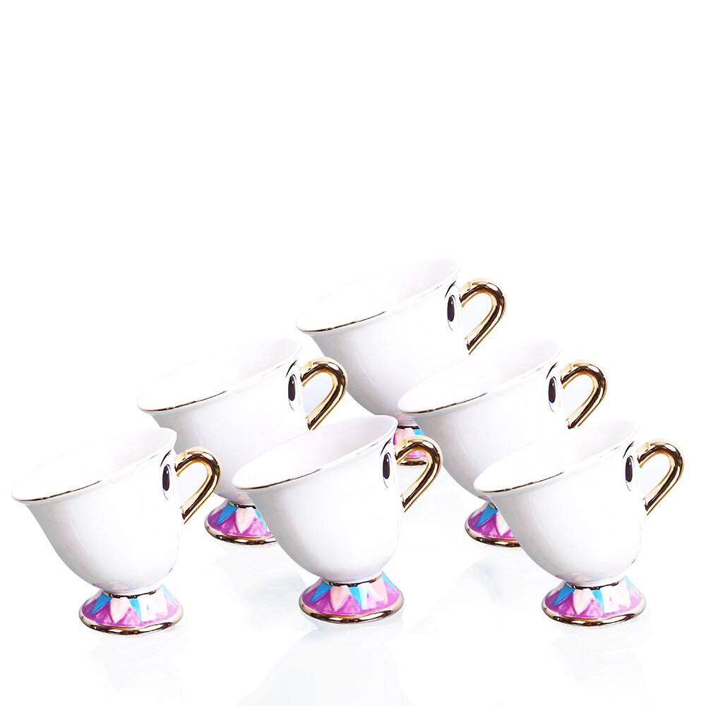 6Pcs Cup a set Mrs Potts Chip Tea Pot Ceramics Cup As a Elegant Gift For Friend Cheap Price Free