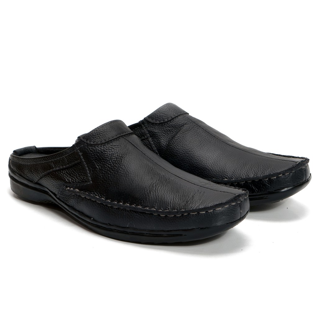 Sandal Slop Pria Bustong Kulit Asli Rajut Moccasin Fordza AR02