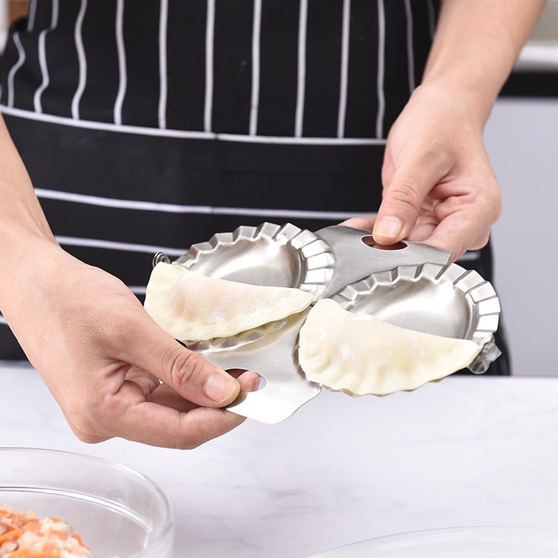 Cetakan Pembuat Pangsit Ravioli Kepala Ganda Bahan 304 Stainless Steel Untuk Dapur