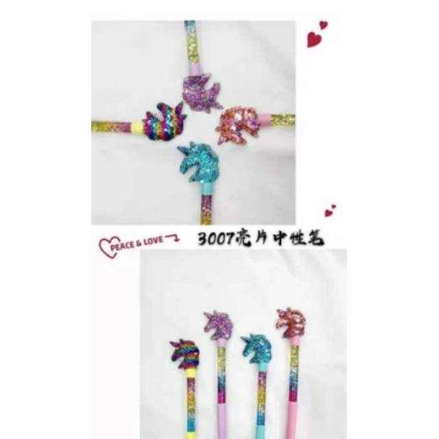 

Pen gel gliter air mode kepalal unicorn usap isi 12 pcs