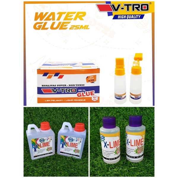 ( Ecer ) X-LIME / VTRO - LEM CAIR KERTAS MURAH SERBAGUNA / POVINAL BENING - CLEAR GLUE / ALL PURPOSE PAPER GLUE SLIME - 15ml 25ml 100ml 500ml