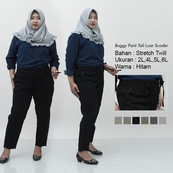 Putri Nasya - Celana Big Size Panjang T S C Ukuran 8L,6L,5L,4L,2L,XL,S Fit To L Warna Cream Moca Capucino Hitam Abu Tua Muda