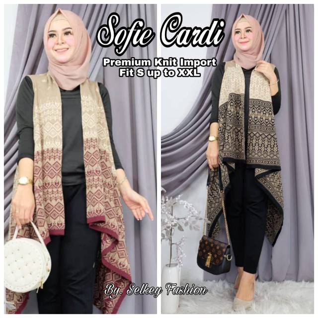 Sofie Cardi Rompi Rajut Vest Outer motif etnic tribal outer