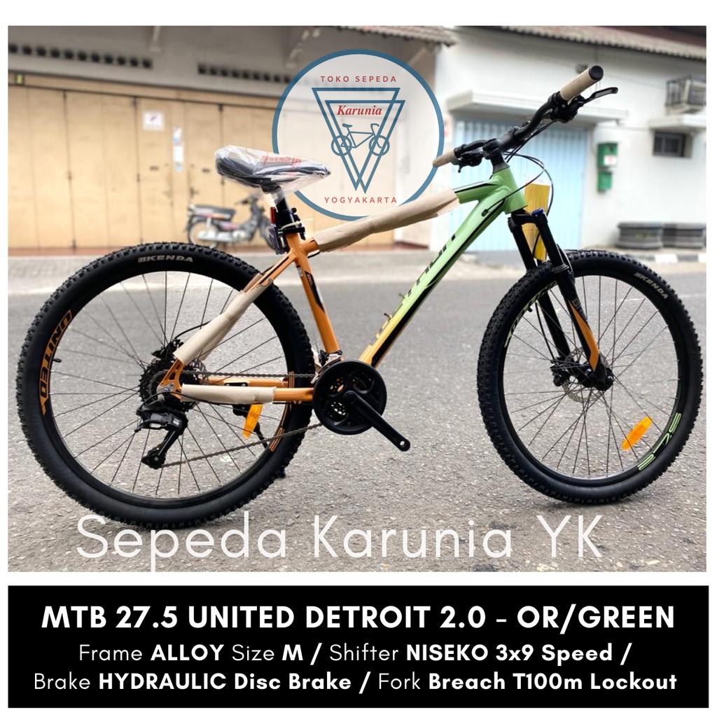 [JNE JTR] MTB 27.5 inch United Detroit 2.0 - Versi Terbaru | Sepeda Gunung Hidrolis 3x9 Speed