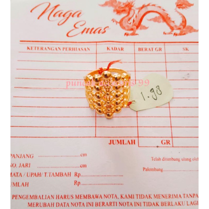 Emas Mudah murni kadar 6,85/cincin Dubay 1,98gr tanpa surat dari toko