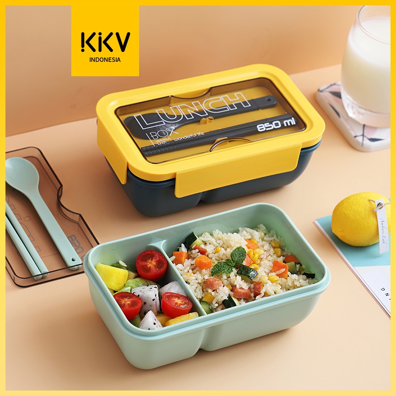 Premium (Mount) KKV - 40000KMRectangle lunch box/ Kotak makan / Kotak bekal Yellow-Blue / Green