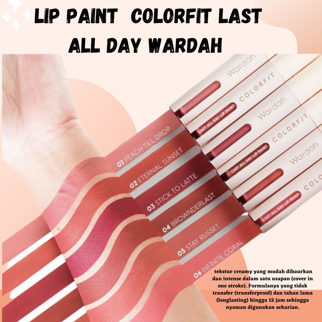 BEST SELLER!! Lip Paint Tahan Lama Hingga 12 Jam dan Transferproof Colorfit Last All Day Wardah