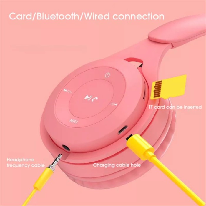 Headset Bluetooth Nirkabel Headphone Compatible 5.0 Earphone Stereo