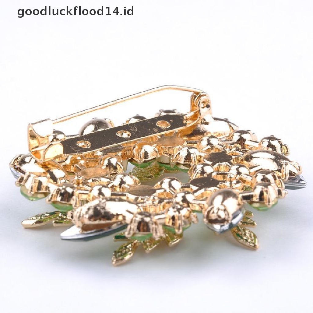 [OOID] New Fashion Shining Rhinestone Gold Plated Redbud Flower Pin Brooches Jewelry ID