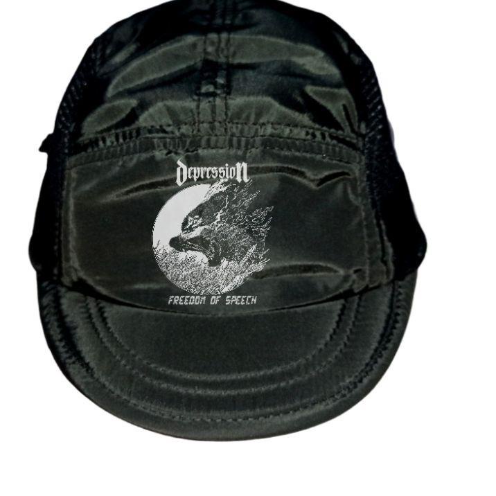 DEPRESSION - Topi Lidah Pendek 7 panel jaring / CYCLING CAPS / GOWES / Sepeda / 5 Panel Hitam .,