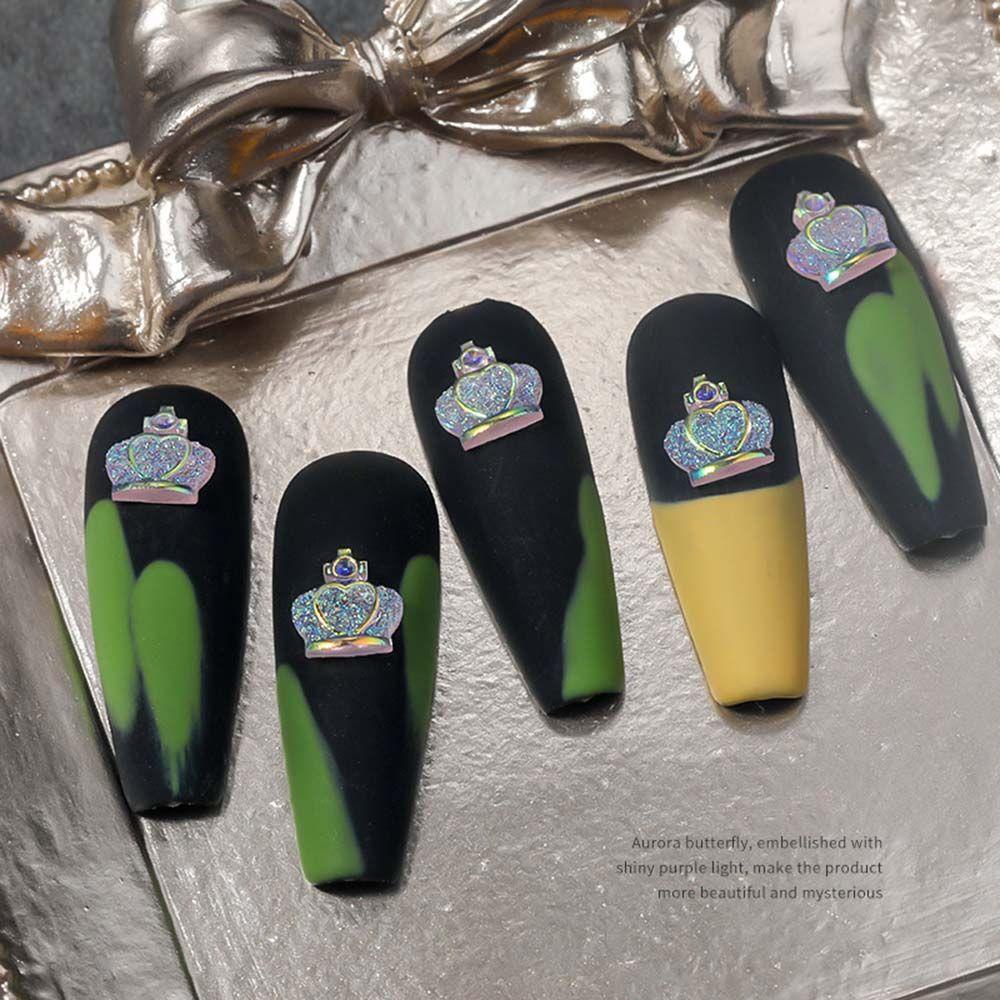 MXBEAUTY Mahkota Nail Art Perhiasan Resin Aurora Pesona Shiny DIY Ornaments