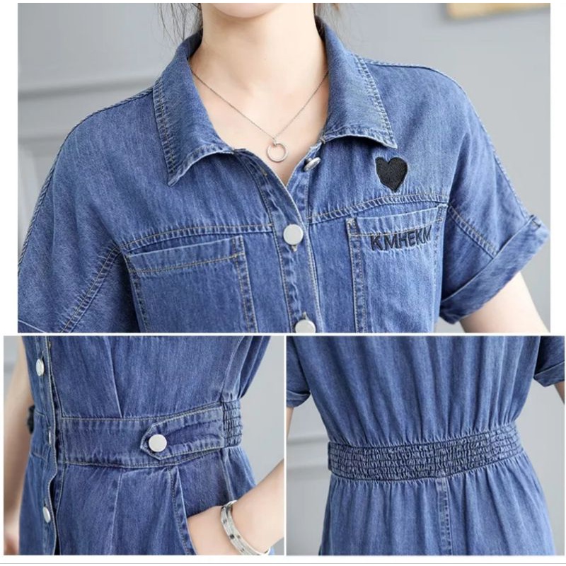 DRESS JEANS WANITA +BORDIR BELAKANG ADA KARET