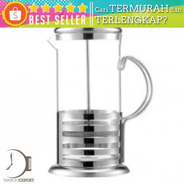 Duolvqi French Press Manual Coffee Maker Pot Stripe Pattern 800ml - KG72I - Silver